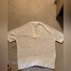 Varley Off-White V-Neck Sweater with Button Accents